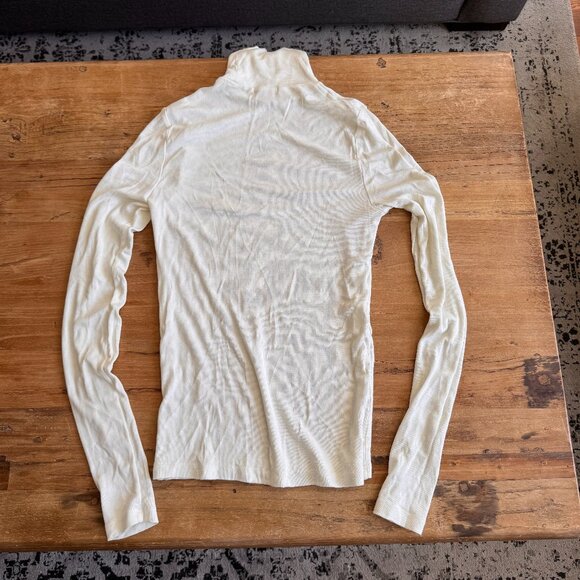 Marine Layer Lexi Rib Turtleneck (S / Antique White) - Picture 3 of 4